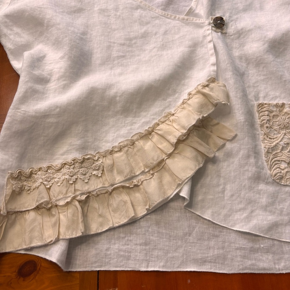 4 Love And Liberty Johnny Was Linen Crochet Embroidered Wrap Style Top Size M - Picture 11 of 16